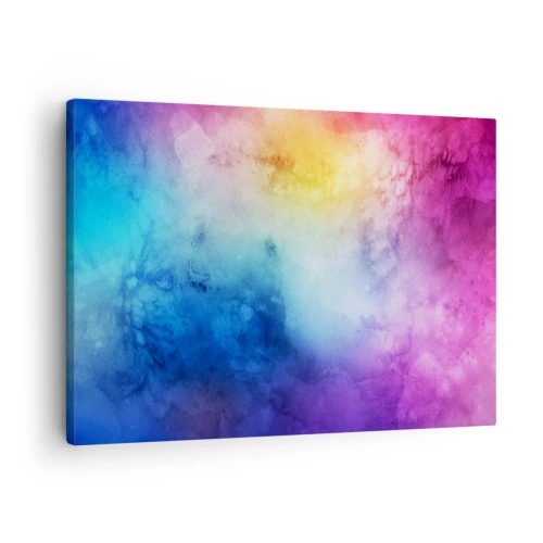 Cuadro sobre lienzo - Impresión de Imagen - Una composición abstracta en tonos pastel de rosa y azul. - 70x50cm - Casi en el séptimo cielo - Decoración de pared moderna para salón y dormitorio ARTTOR