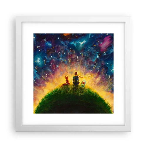 Póster en marco blanco - Amor y amistad - lo único entero - 30x30 cm