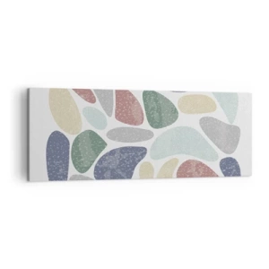 Cuadro sobre lienzo - Impresión de Imagen - Formas orgánicas coloridas sobre un fondo blanco - 140x50cm - Mosaico de colores empolvados - Decoración de pared moderna para salón y dormitorio ARTTOR