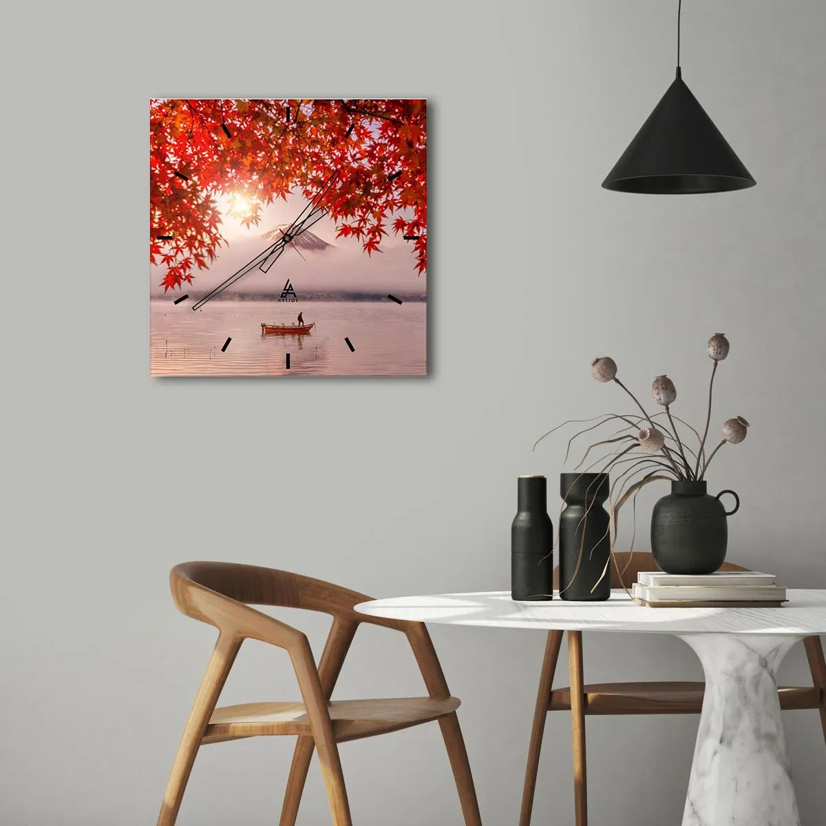 Reloj de pared - Reloj de vidrio - Estilo japonés - 40x40 cm