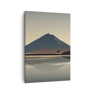 Cuadro sobre lienzo - Impresión de Imagen - Paisaje de montaña minimalista con reflejo en el agua. - 50x70cm - Reflejo de espejo - Decoración de pared moderna para salón y dormitorio ARTTOR