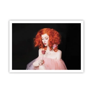 Póster - Una mujer con cabello rojo sosteniendo una rosa. - 100x70cm - En estilo barroco - Decoración de pared moderna para salón y dormitorio ARTTOR