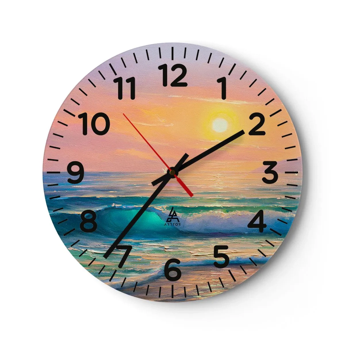 Reloj de pared - Reloj de vidrio - El canto turquesa de las olas - 30x30 cm