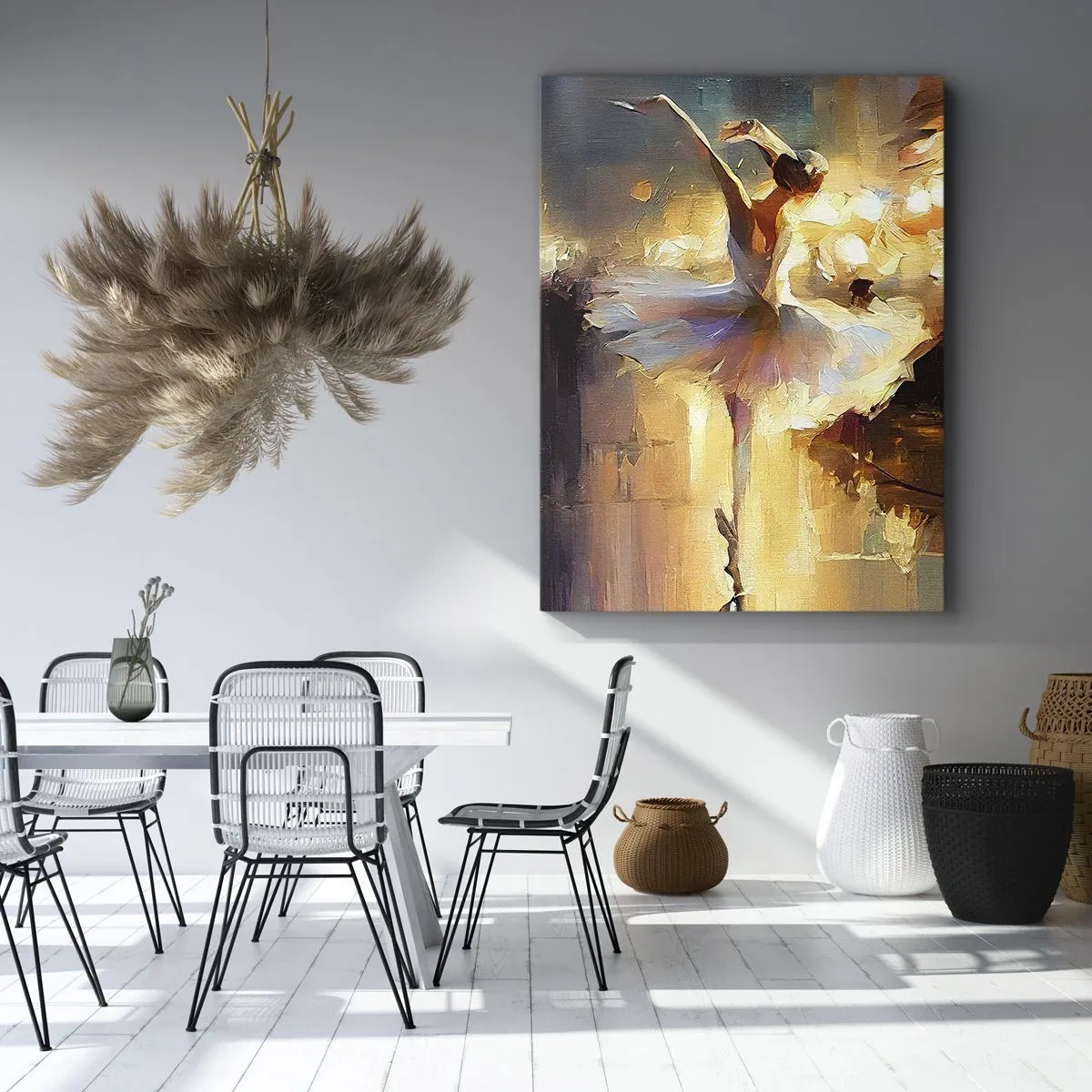 Cuadro sobre lienzo - Impresión de Imagen - Una bailarina bailando frente a un escenario iluminado. - 50x70cm - Un milagro en la calle - Decoración de pared moderna para salón y dormitorio ARTTOR
