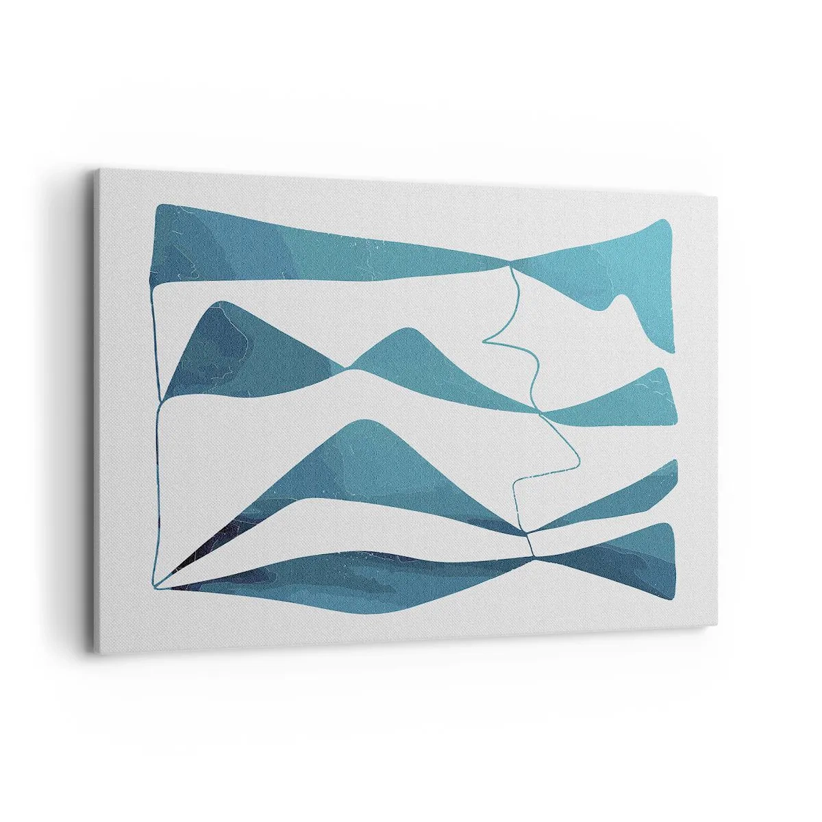 Cuadro sobre lienzo - Impresión de Imagen - Formas abstractas en tonos azules sobre un fondo blanco. - 120x80cm - Abstracción: un compuesto turquesa - Decoración de pared moderna para salón y dormitorio ARTTOR