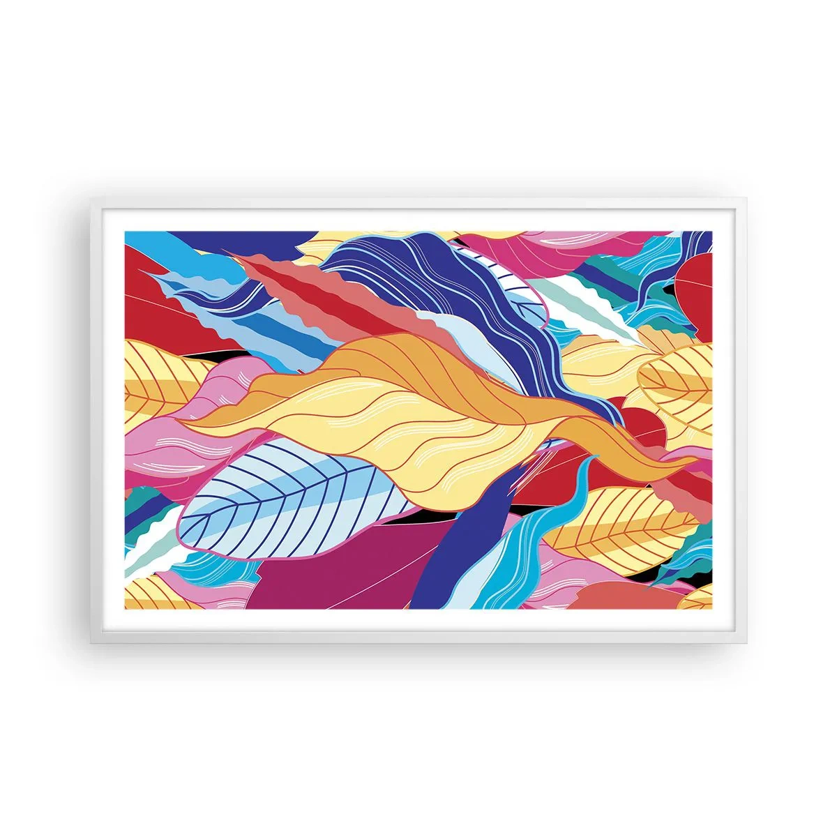 Póster en marco blanco - Desorden colorido - 91x61 cm