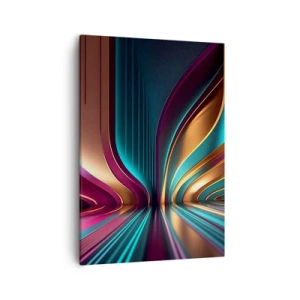 Cuadro sobre lienzo - Impresión de Imagen - Abstracción futurista con colores intensos y curvas. - 50x70cm - Arquitectura de la luz - Decoración de pared moderna para salón y dormitorio ARTTOR