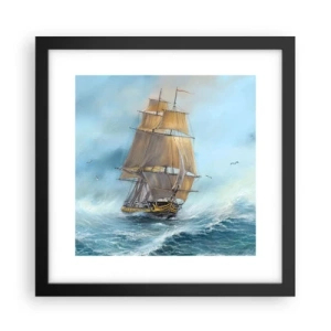 Póster en marco negro - Surcando las olas - 30x30 cm