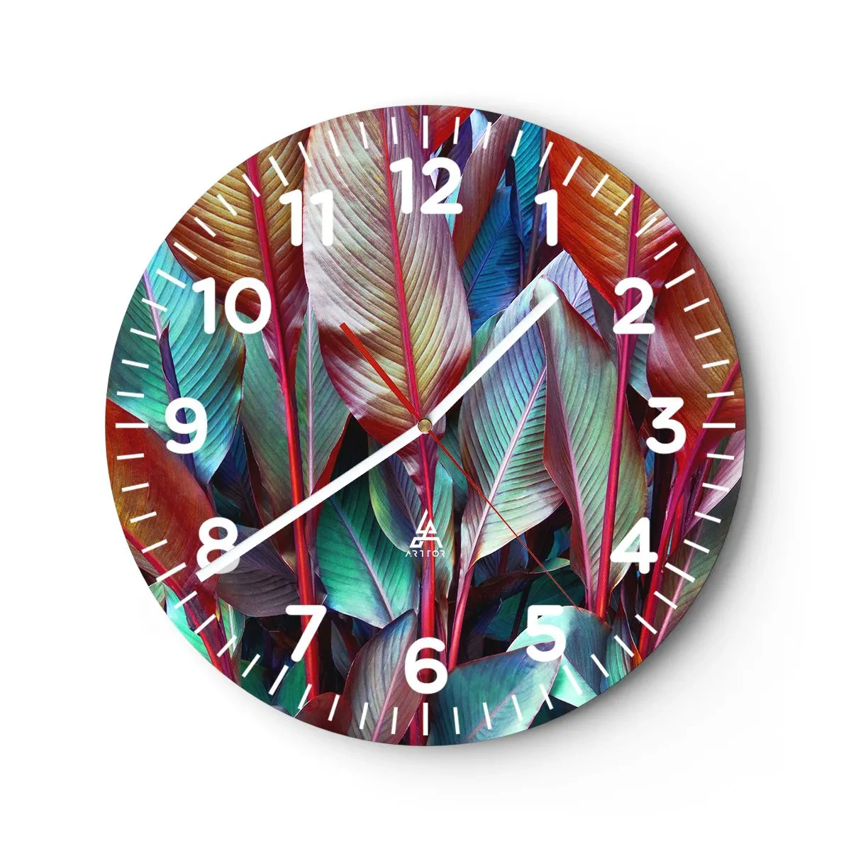 Reloj de pared - Reloj de vidrio - Un matorral de colores - 30x30 cm