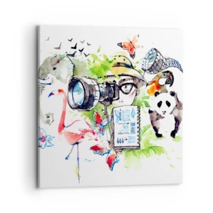 Cuadro sobre lienzo - Impresión de Imagen - En la objetivo de un viajero - 70x70 cm