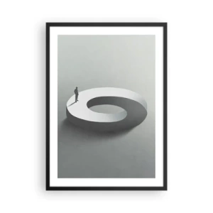 Póster en marco negro - Una figura minimalista sobre una estructura geométrica. - 50x70cm - Ser sabio no es una labor sencilla - Decoración de pared moderna para salón y dormitorio ARTTOR