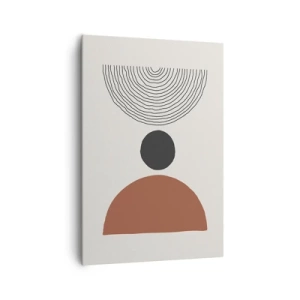 Cuadro sobre lienzo - Impresión de Imagen - Figuras geométricas abstractas en colores cálidos. - 70x100cm - En el centro de la atención - Decoración de pared moderna para salón y dormitorio ARTTOR