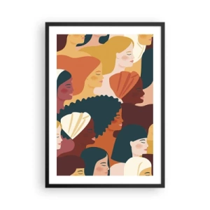 Póster en marco negro - Gráficos coloridos que muestran perfiles femeninos. - 50x70cm - La feminidad - Decoración de pared moderna para salón y dormitorio ARTTOR