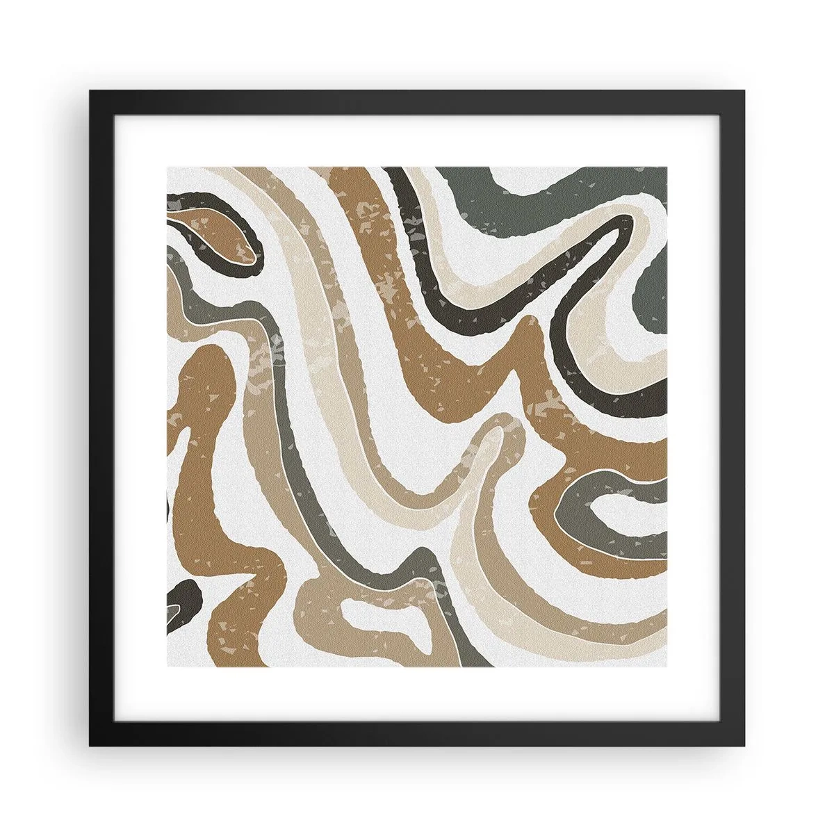 Póster en marco negro - Meandros de colores terrosos - 40x40 cm