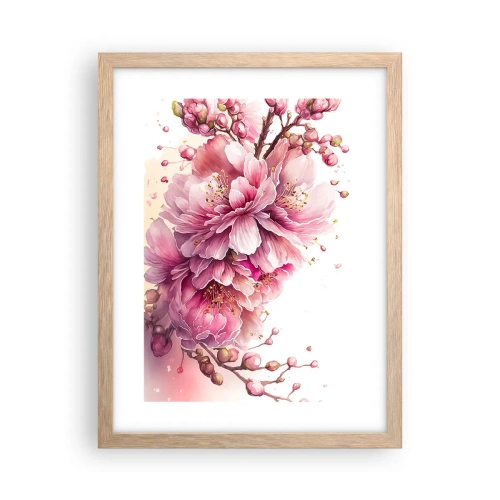 Póster en marco roble claro - Flor de cerezo - 30x40 cm