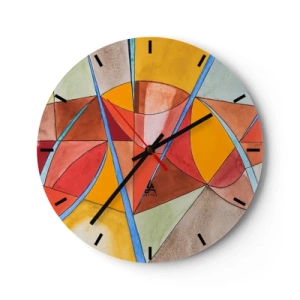 Reloj de pared - Reloj de vidrio - Patrones geométricos abstractos en colores vibrantes - 30x30cm - Carrusel de sueños - Decoración de pared moderna para salón, cocina y dormitorio ARTTOR