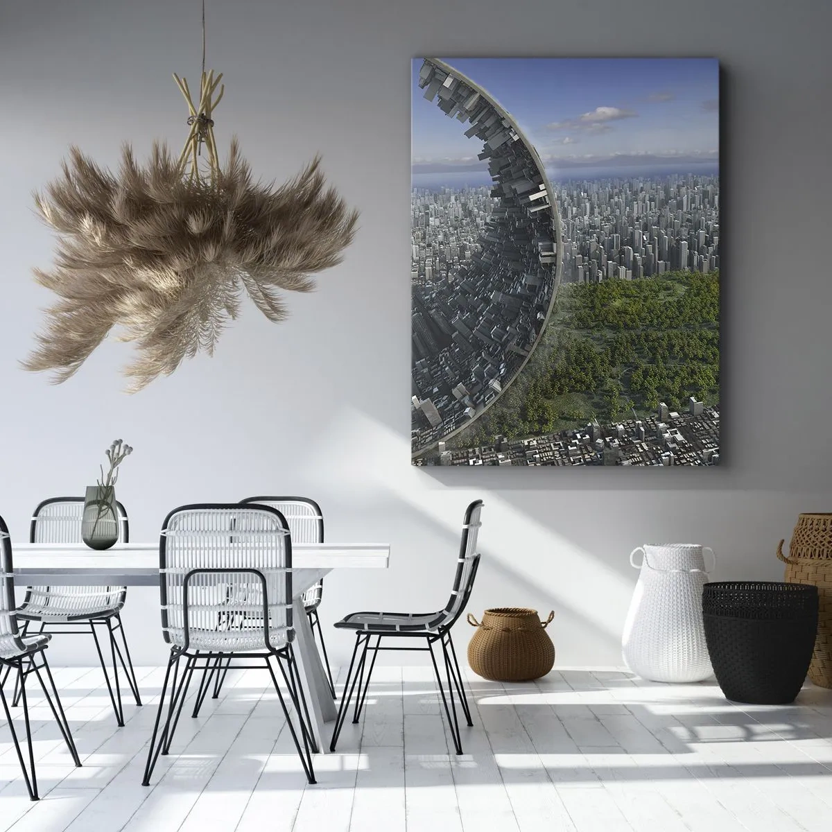 Cuadro sobre lienzo - Impresión de Imagen - Una ciudad dinámica con un toque surrealista - 70x100cm - La naturaleza es eterna - Decoración de pared moderna para salón y dormitorio ARTTOR