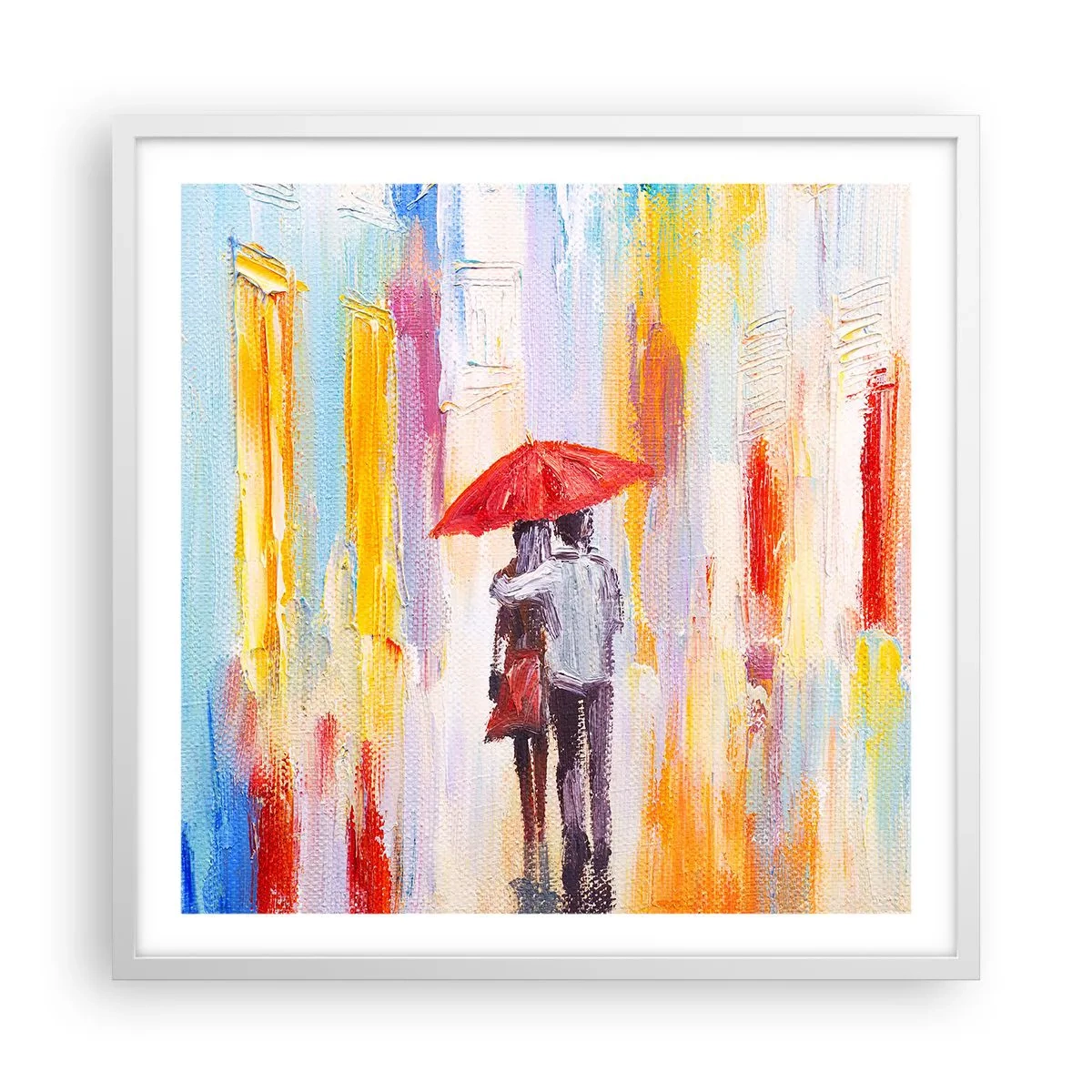 Póster en marco blanco - Que siga lloviendo - 60x60 cm