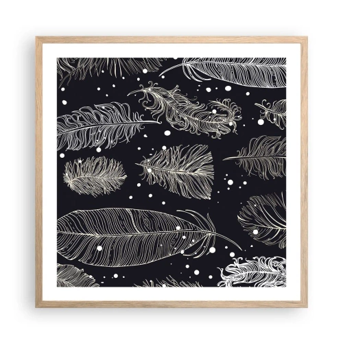 Póster en marco roble claro - Encaje de plumas - 60x60 cm
