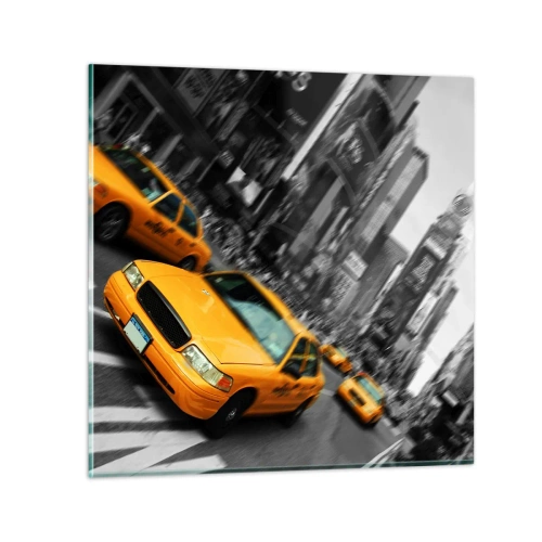 Cuadro sobre vidrio - Impresiones sobre Vidrio - El sol cae sobre Nueva York - 30x30 cm