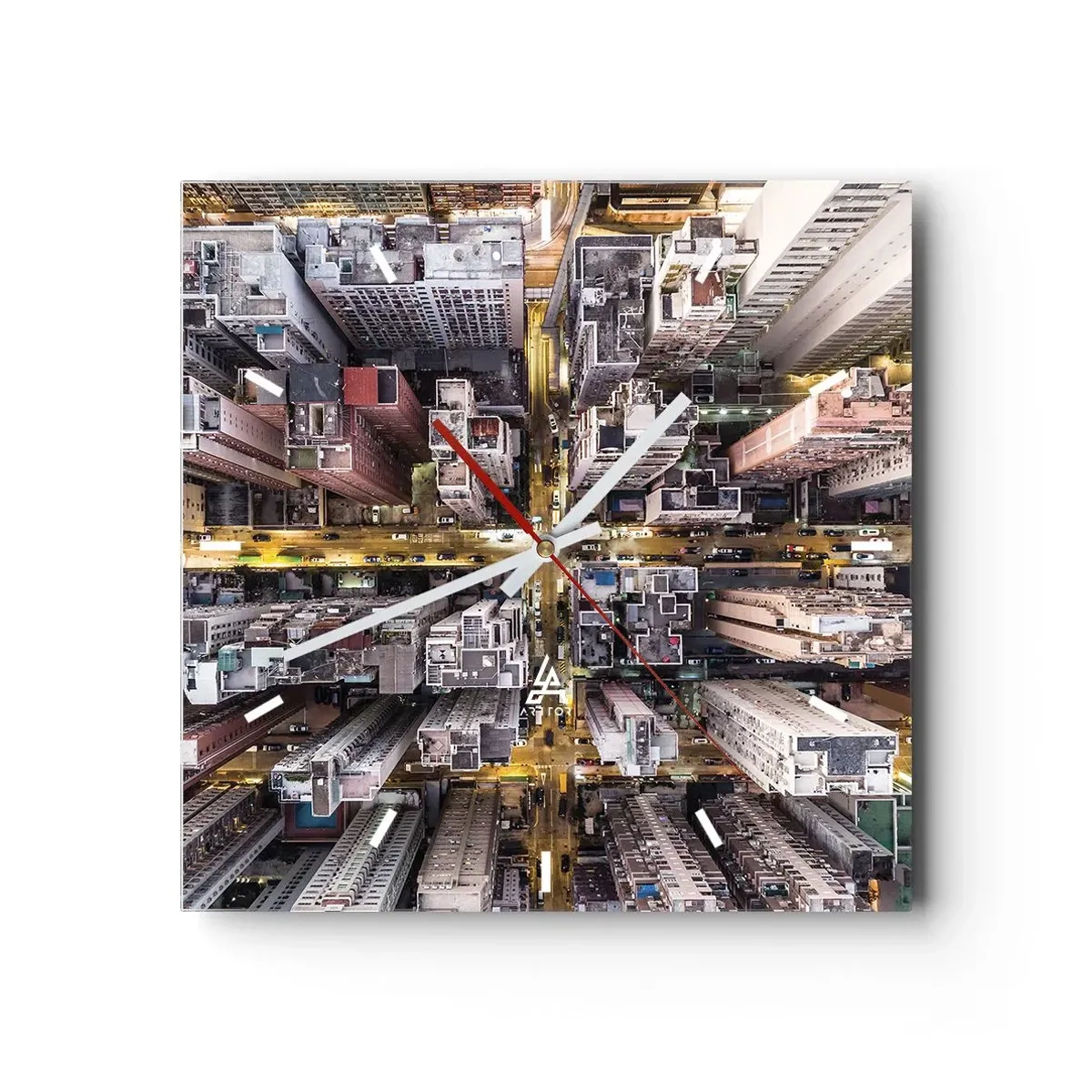 Reloj de pared - Reloj de vidrio - Saludos desde Hong Kong - 40x40 cm
