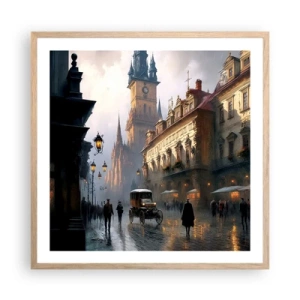 Póster en marco roble claro - La magia de una noche de Praga - 60x60 cm