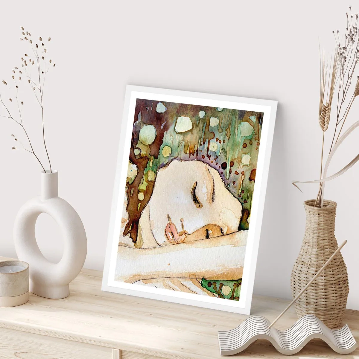 Póster en marco blanco - Sueño esmeralda y violeta - 70x100 cm