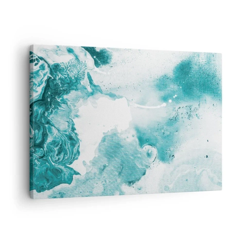 Cuadro sobre lienzo - Impresión de Imagen - Abstracción en tonos azules con delicados acentos de blanco. - 70x50cm - Remansos de azul - Decoración de pared moderna para salón y dormitorio ARTTOR