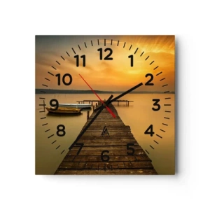 Reloj de pared - Reloj de vidrio - Abriré el cielo dorado para ti - 40x40 cm