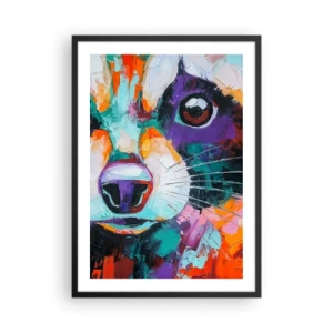 Póster en marco negro - Retrato abstracto colorido de un animal con un ojo expresivo. - 50x70cm - Solo buenas emociones - Decoración de pared moderna para salón y dormitorio ARTTOR