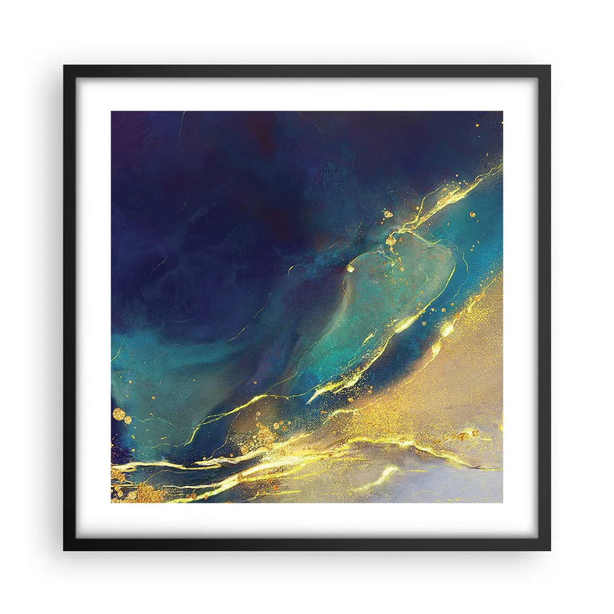 Póster en marco negro - Inundación dorada - 50x50 cm