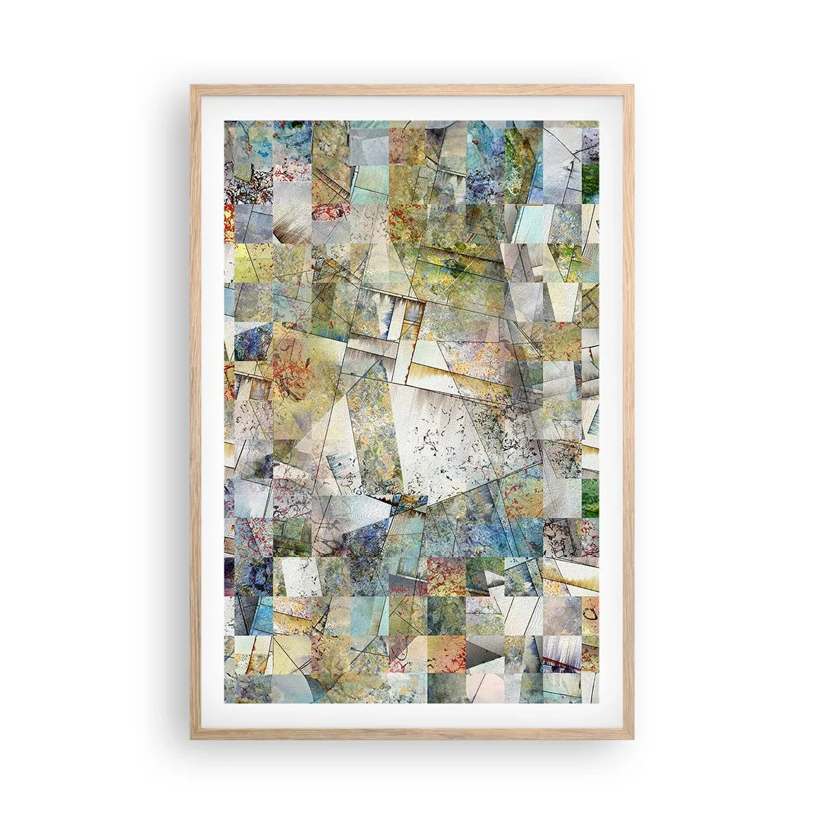 Póster en marco roble claro - Remodelación geométrica - 61x91 cm