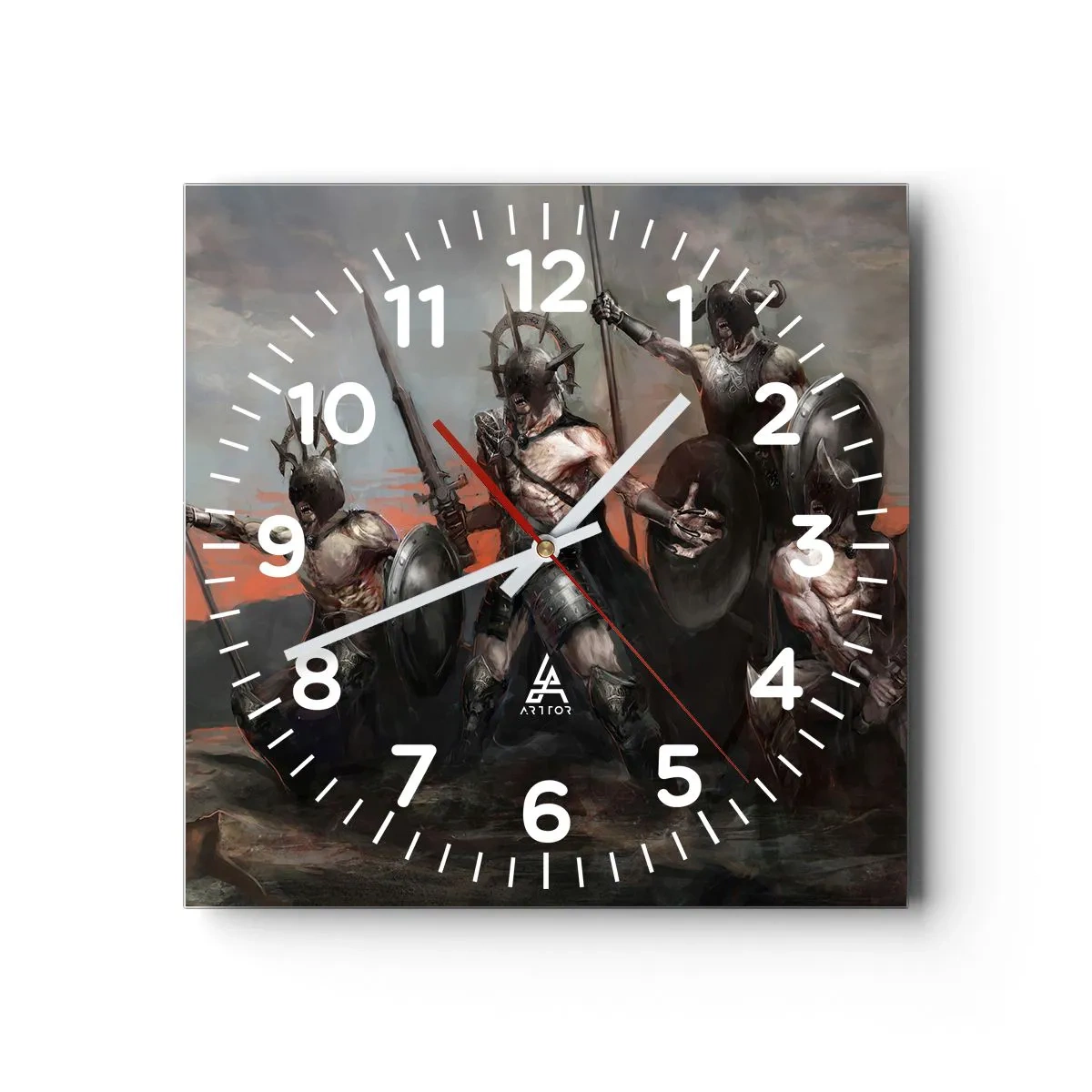 Reloj de pared - Reloj de vidrio - Escudo con escudo - 40x40 cm