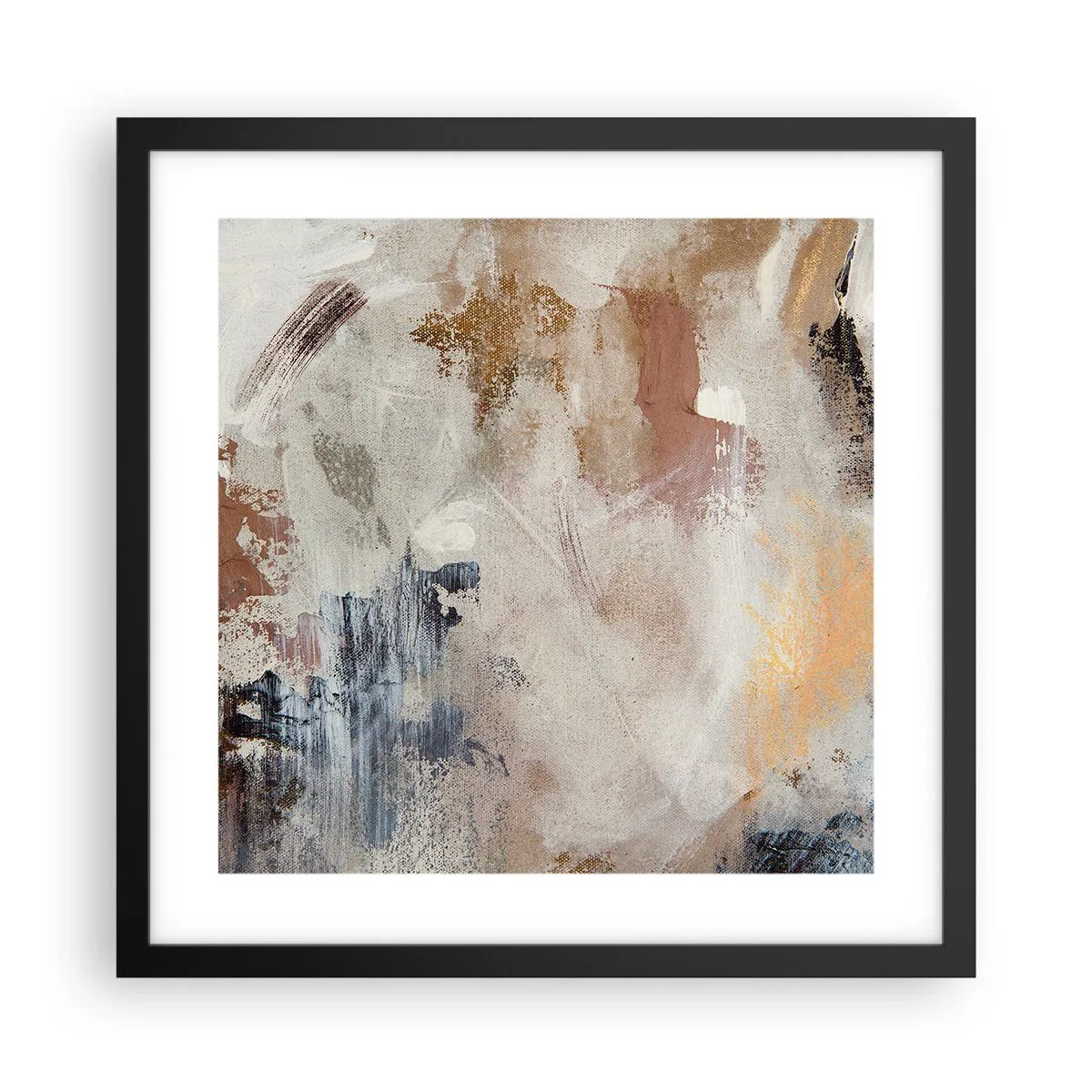 Póster en marco negro - Abstracción brumosa - 40x40 cm