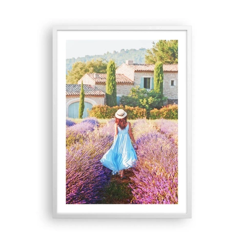 Póster en marco blanco - La chica de la lavanda - 50x70 cm