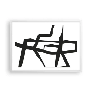 Póster en marco blanco - Construcción en blanco y negro - 70x50 cm