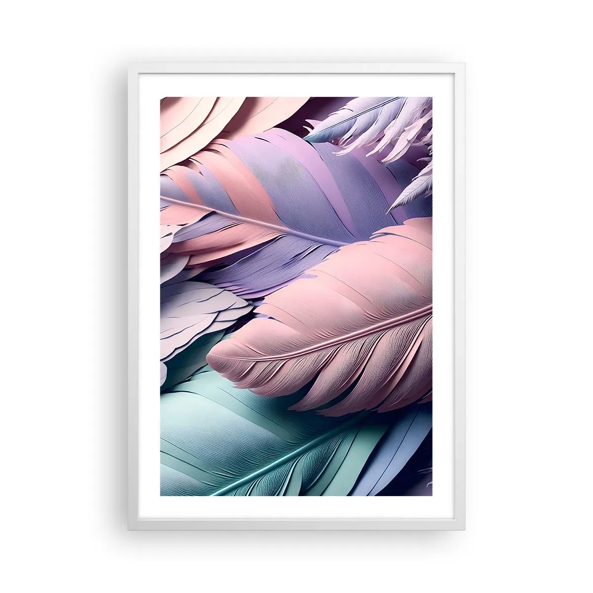 Póster en marco blanco - Pájaro chic - 50x70 cm