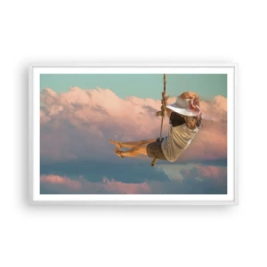 Póster en marco blanco - Jugando en las nubes - 91x61 cm