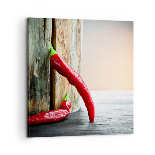 Cuadro sobre lienzo - Impresión de Imagen - Pimientos rojos picantes - 60x60 cm