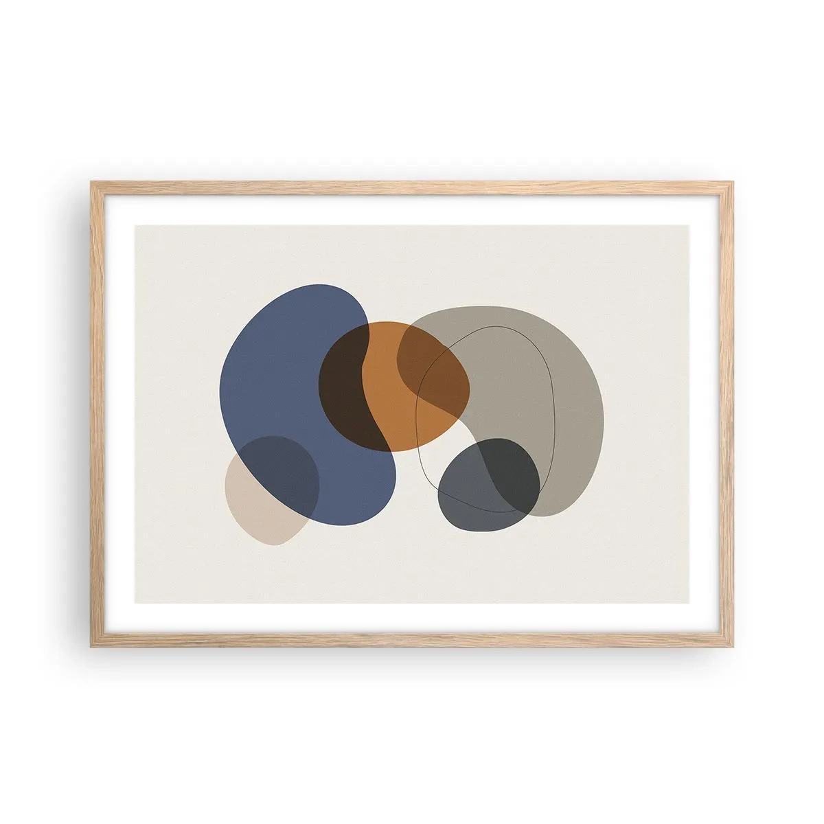 Póster en marco roble claro - Gotas de color - 70x50 cm