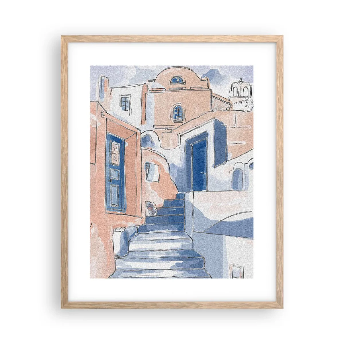 Póster en marco roble claro - Ciudad exótica - 40x50 cm