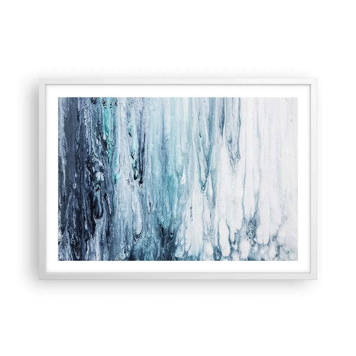 Póster en marco blanco - Carámbanos de azul - 70x50 cm