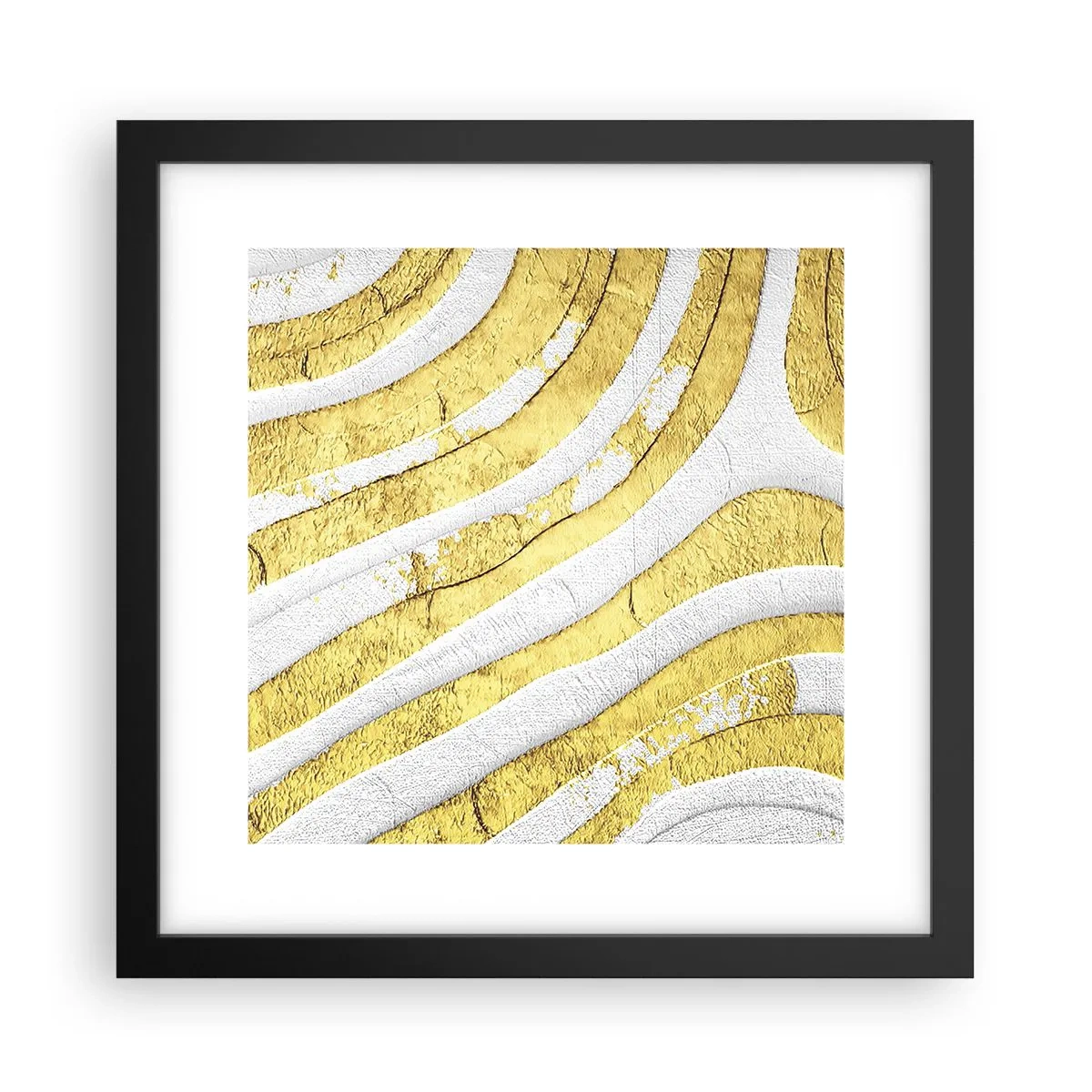 Póster en marco negro - Una composición en blanco y oro - 30x30 cm