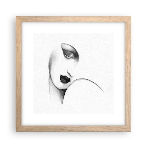 Póster en marco roble claro - Pensativa - 30x30 cm