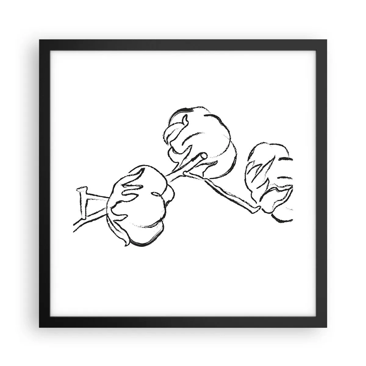 Póster en marco negro - Plumón de algodón - 40x40 cm