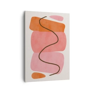 Cuadro sobre lienzo - Impresión de Imagen - Formas abstractas en tonos rosa y naranja. - 50x70cm - Suave movimiento de formas - Decoración de pared moderna para salón y dormitorio ARTTOR