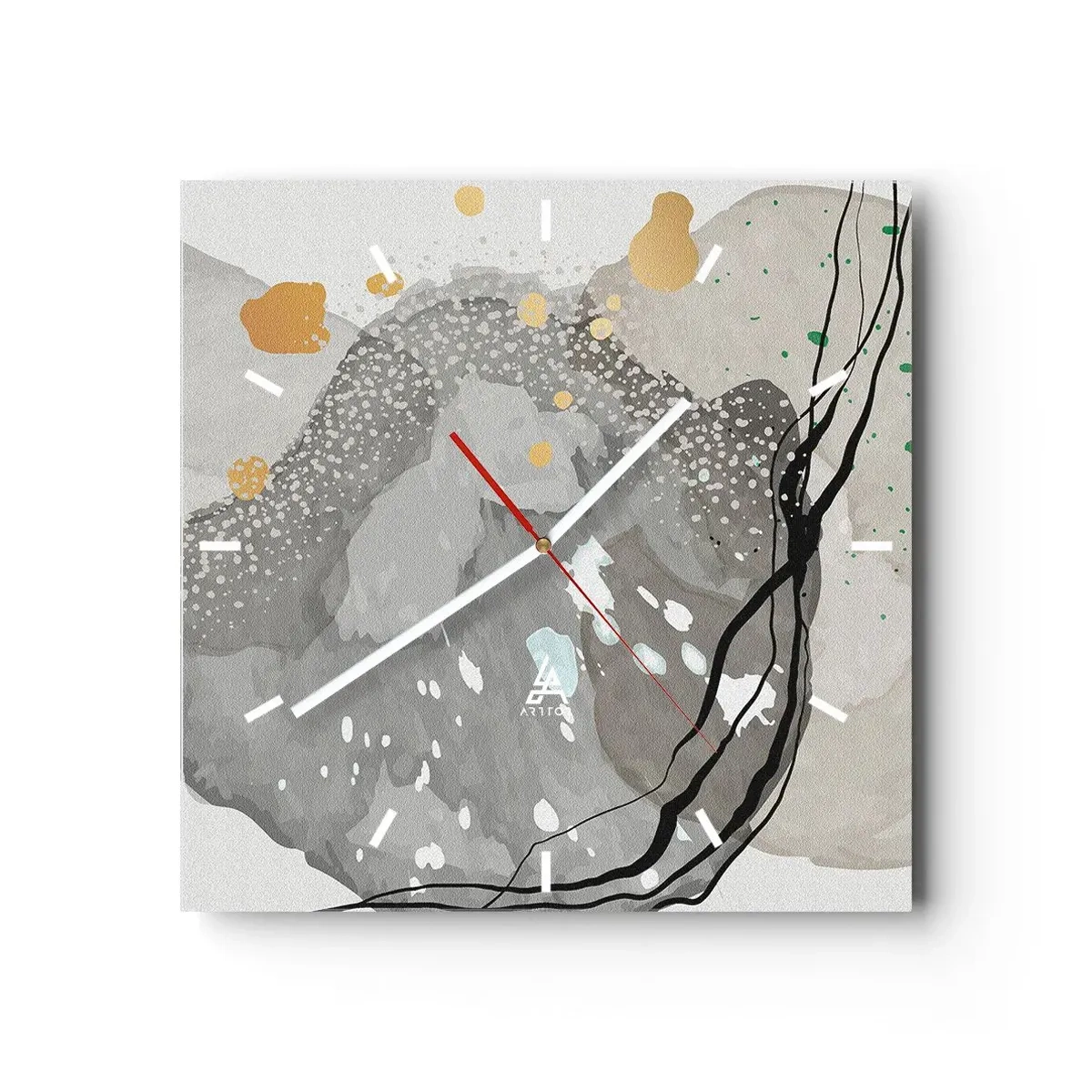 Reloj de pared - Reloj de vidrio - Composición orgánica - 40x40 cm