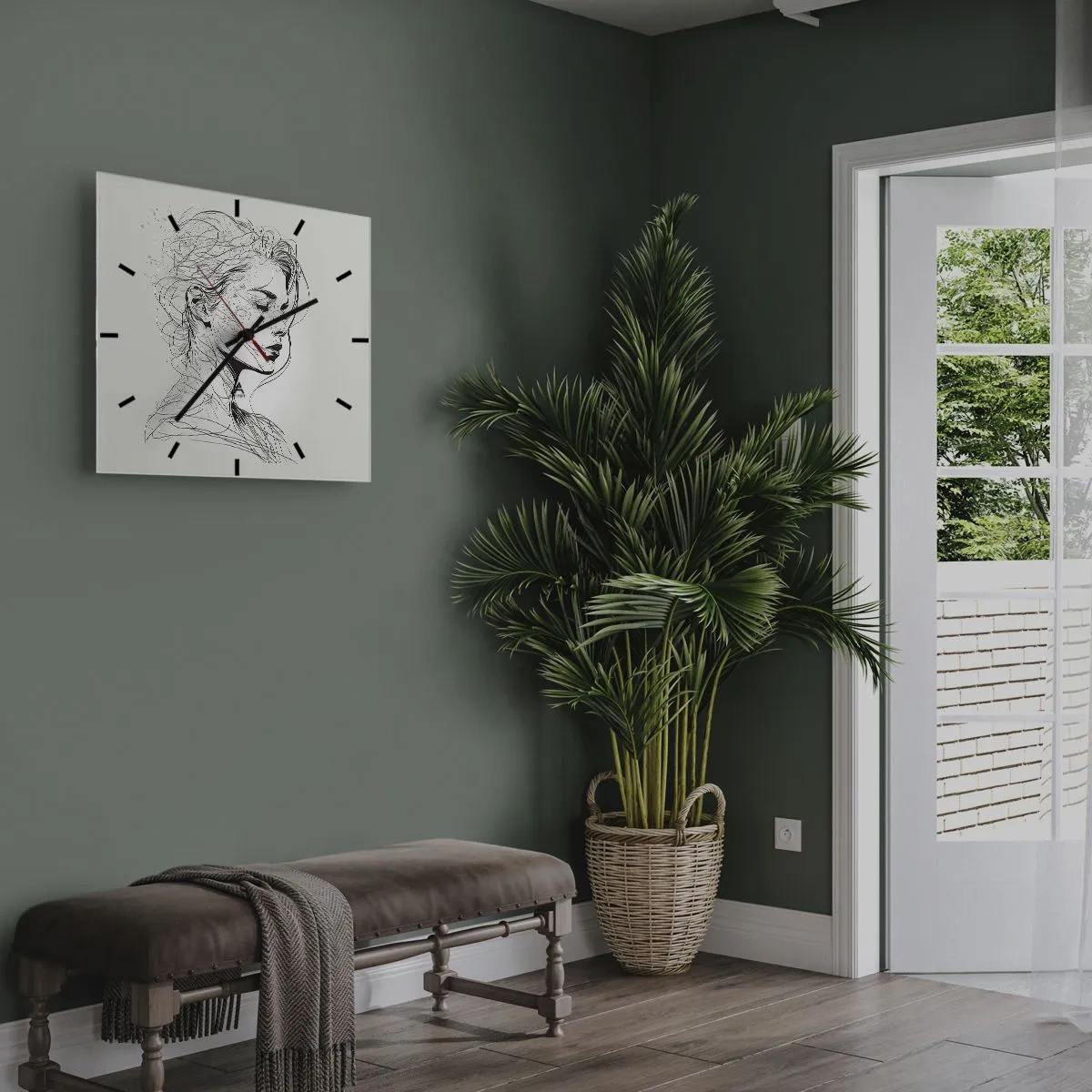 Reloj de pared - Reloj de vidrio - Retrato de ensueño - 30x30 cm