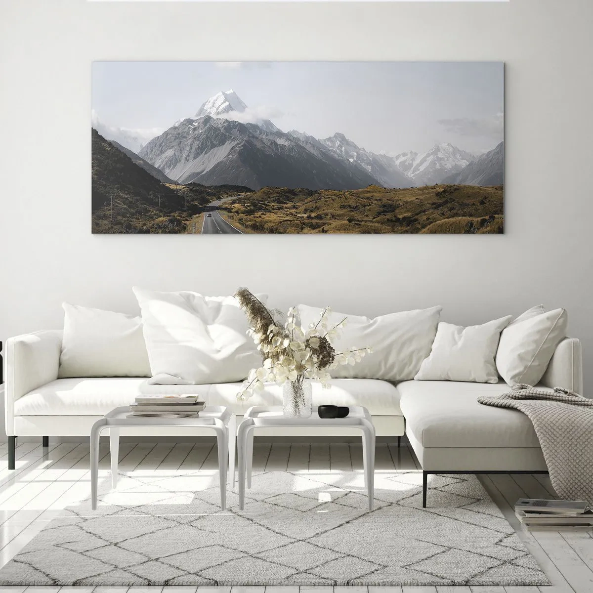 Cuadro sobre vidrio - Impresiones sobre Vidrio - El camino al corazón de las montañas - 100x40 cm