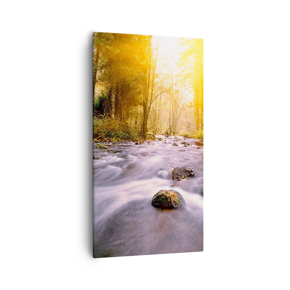 Cuadro sobre lienzo - Impresión de Imagen - Malaquita en un marco de plata y oro - 55x100 cm